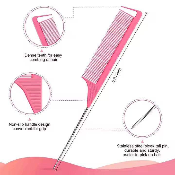 4Pcs Hair Brush and Comb Set Plastic
