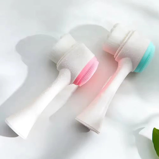 Silicone Soft Cleaning Double Sided Massage Beauty Facial Cleansing Brush (2 Pack)