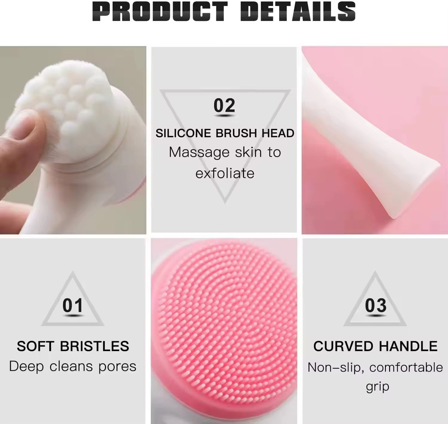 Silicone Soft Cleaning Double Sided Massage Beauty Facial Cleansing Brush (2 Pack)