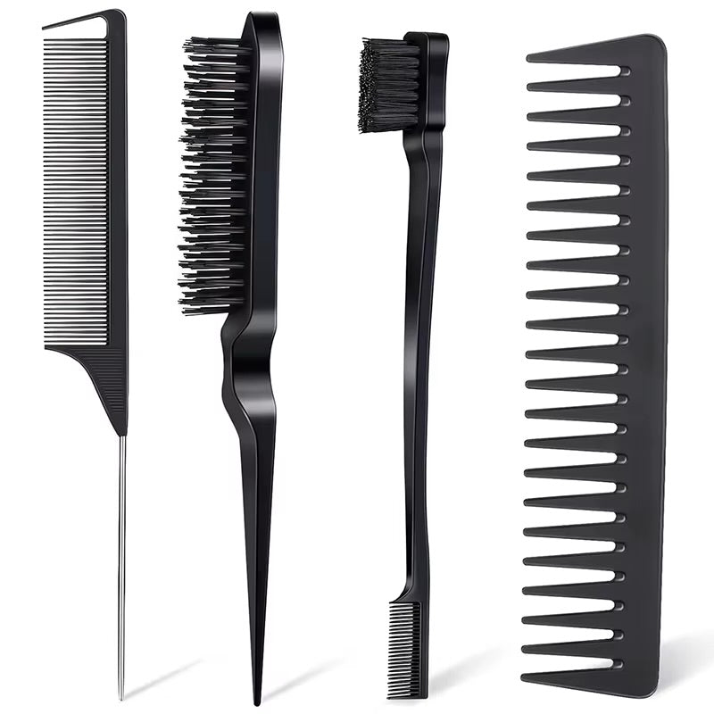 4Pcs Hair Brush and Comb Set Plastic